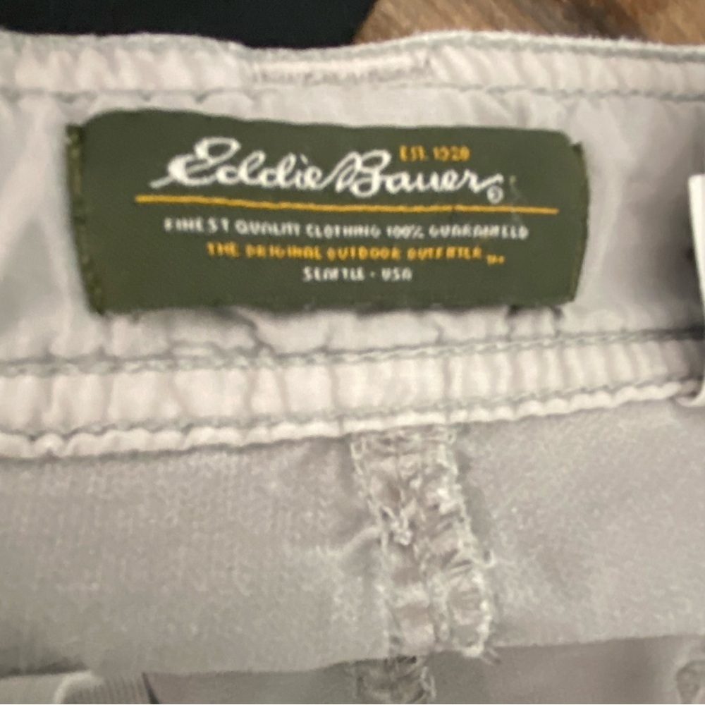 EDDIE BAUER Shaw Light Grey Corduroy Capri Crop Pant Utility Size 8 Tall - Picture 15 of 16